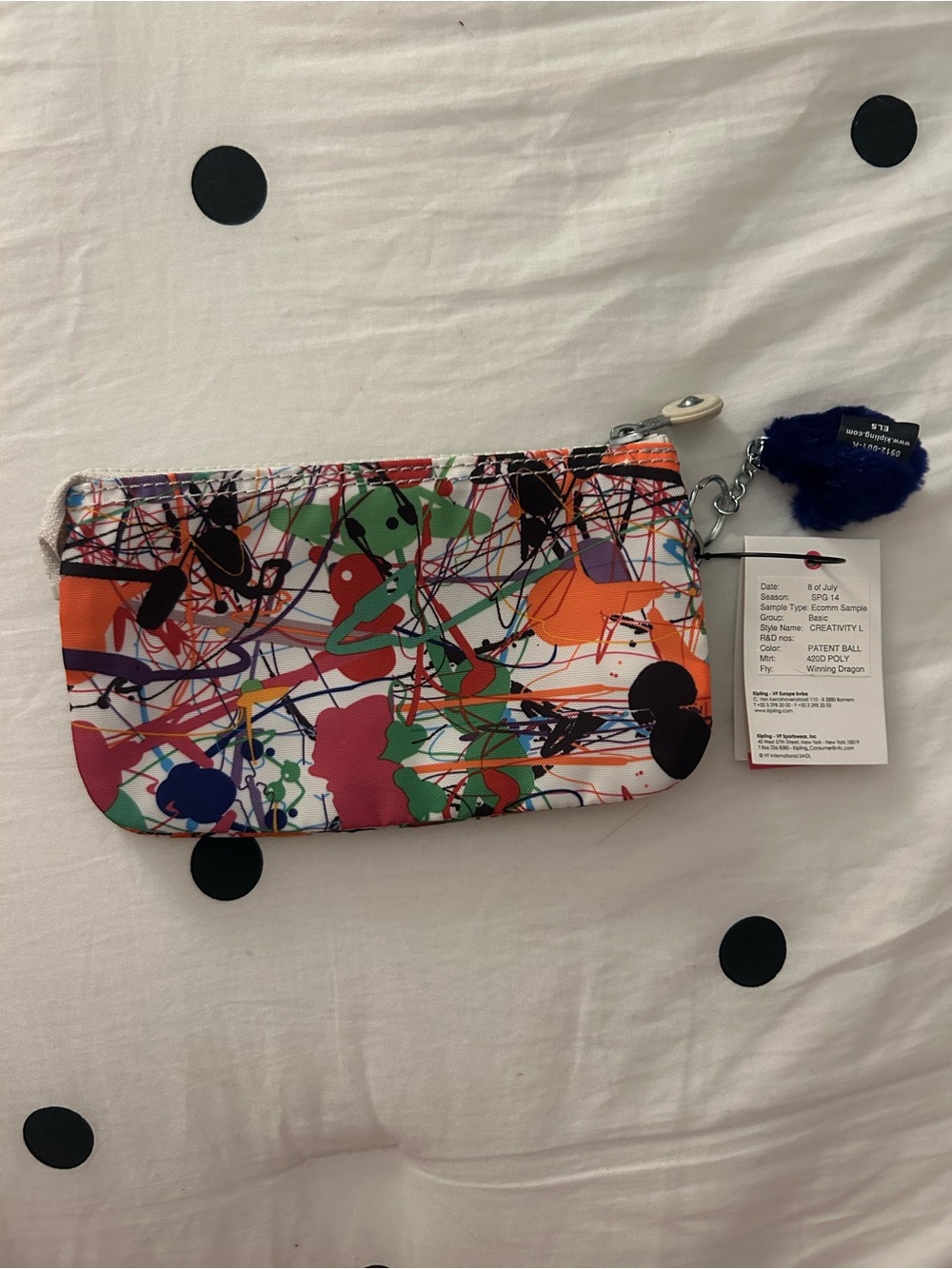 Kipling Creativity Large Pouch in Paint Ball Print View 2